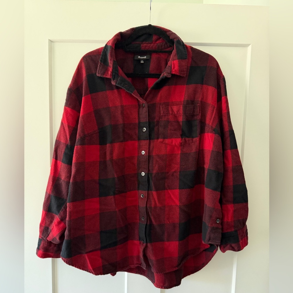 Madewell XL red and black flannel with side buttons